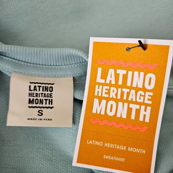 Unisex Latino Heritage Month "Hola!" Sweatshirt Size S Mint Green Casual - Picture 8 of 9
